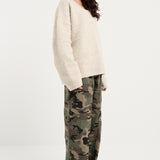 Oversized V-Neck Knit Cream