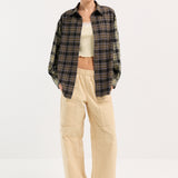 Contrast Check Shirt Green