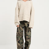 Oversized V-Neck Knit Cream
