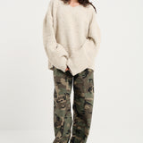 Oversized V-Neck Knit Cream
