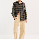Contrast Check Shirt Green