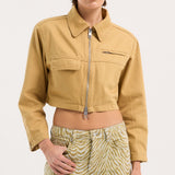 Cropped Zip Thru Jacket Mustard