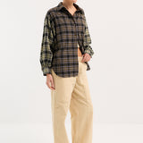 Contrast Check Shirt Green
