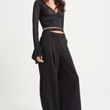 Frill Sleeve Top Black