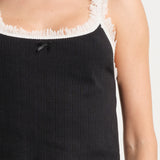 Ribbed Bow Singlet Black