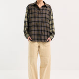 Contrast Check Shirt Green