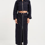 Cropped Zip Thru Denim Jacket