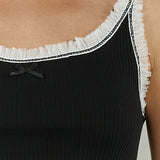 Ribbed Bow Singlet Black