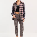 Contrast Check Shirt Pink/Lilac
