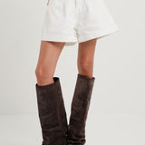 Flared Denim Short