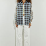 Contrast Check Shirt Blue