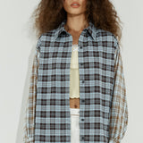 Contrast Check Shirt Blue