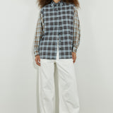 Contrast Check Shirt Blue