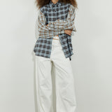 Contrast Check Shirt Blue