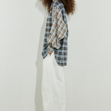 Contrast Check Shirt Blue