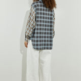 Contrast Check Shirt Blue