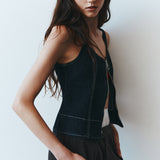Denim Zip Top