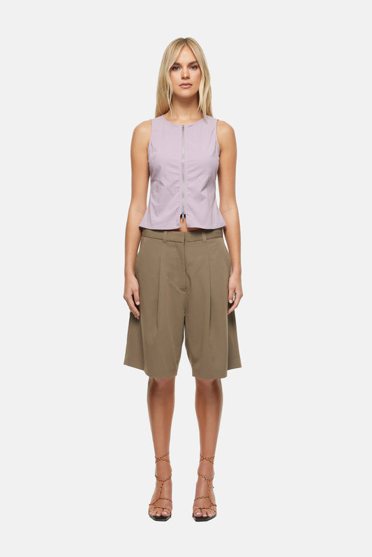 Zip Up Sleeveless Top Lilac