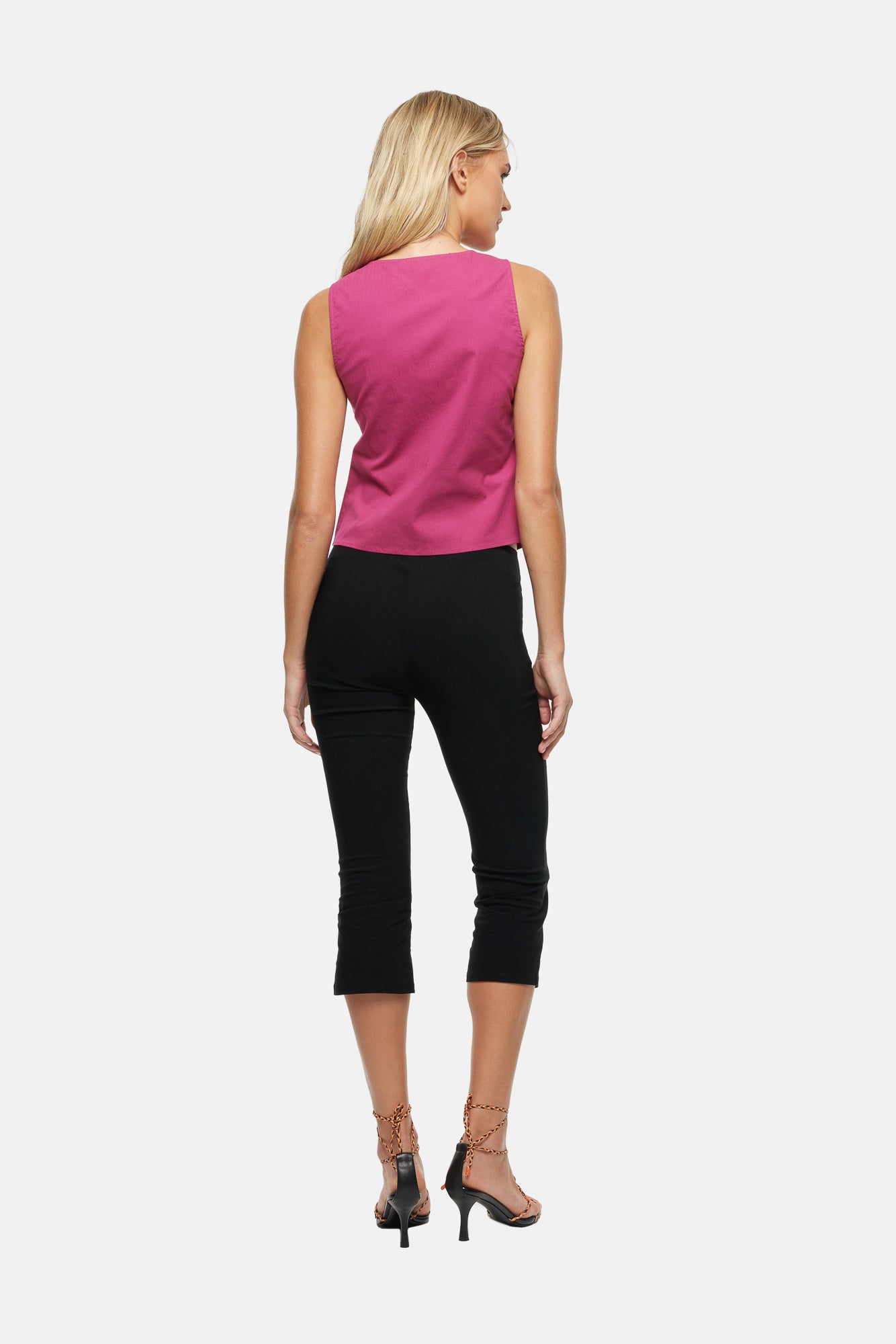 Zip Up Sleeveless Top Raspberry