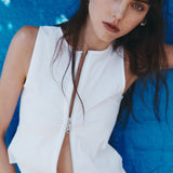 Zip Up Top White