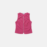 Zip Up Sleeveless Top Raspberry