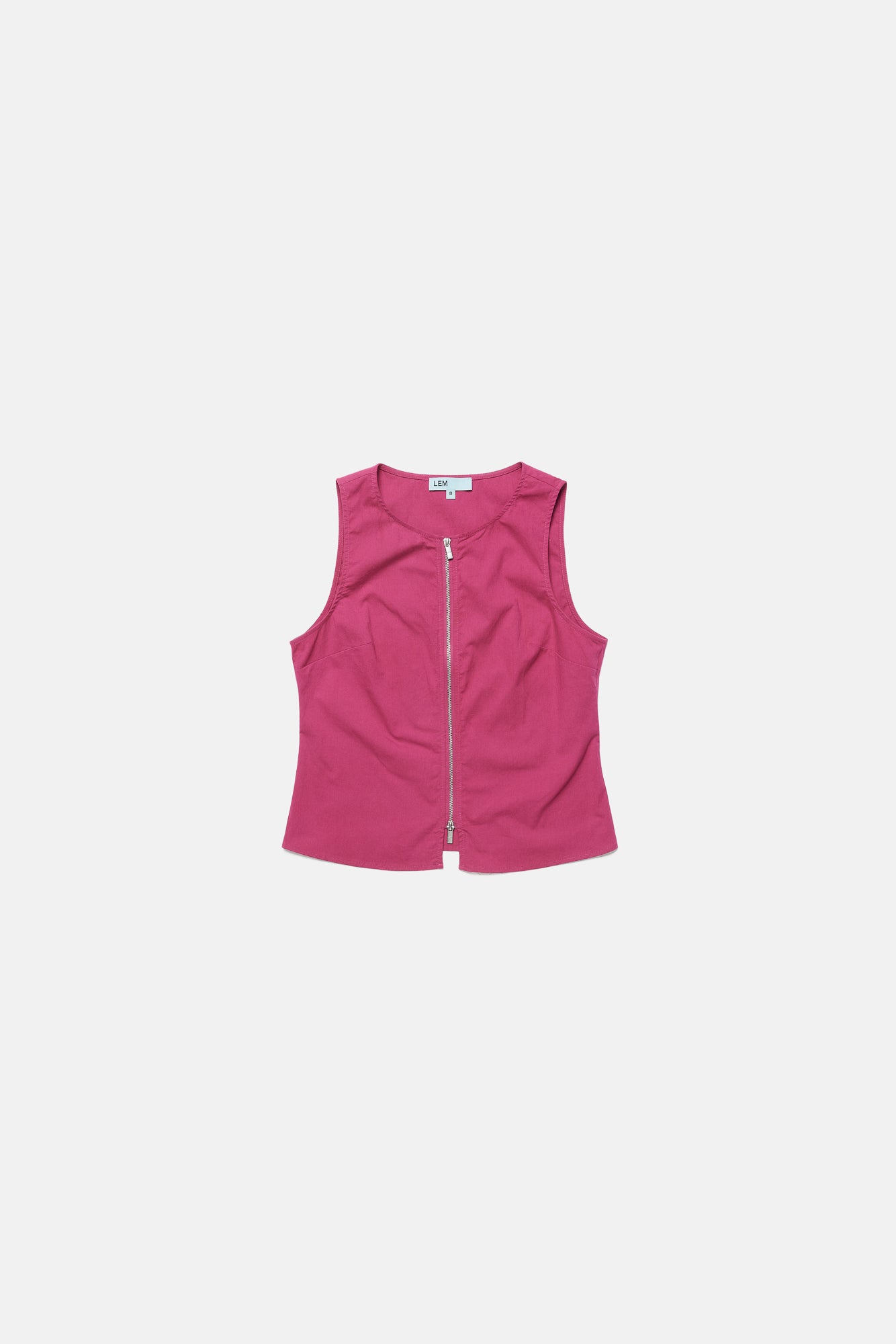 Zip Up Sleeveless Top Raspberry